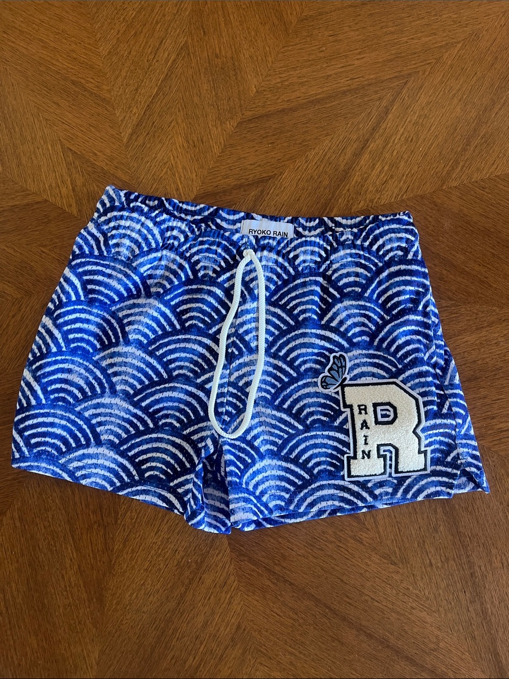 Ryoko Rain Blue Kids Youth Large L Seigaiha Waves Shorts NWOT M